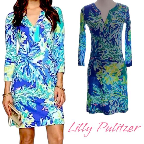Lilly Pulitzer Riva Dress Brilliant Blue Wade & Sea Size Small Like New - Picture 1 of 13